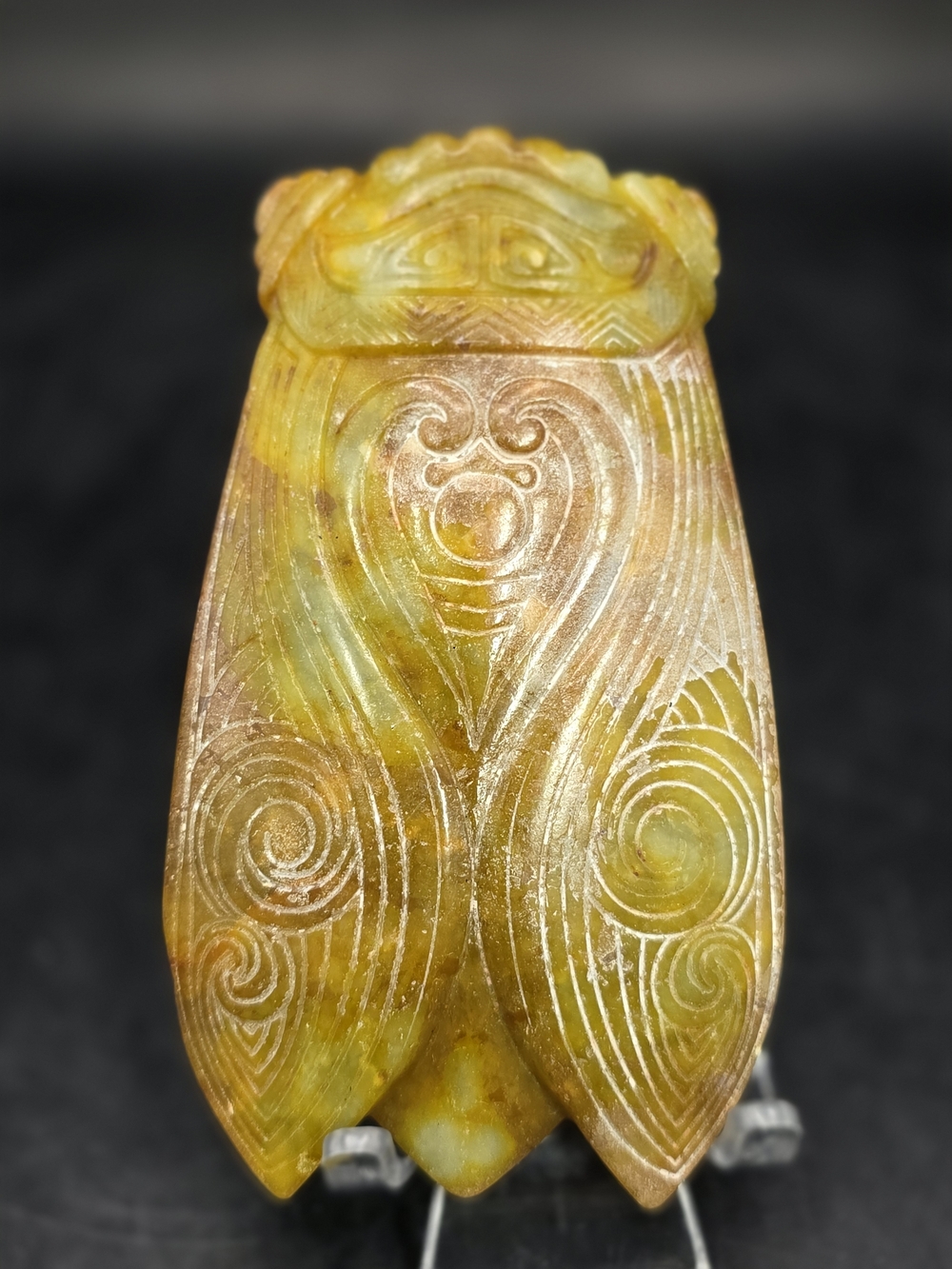 Carved Yellow-Green Jade Cicada Figurine